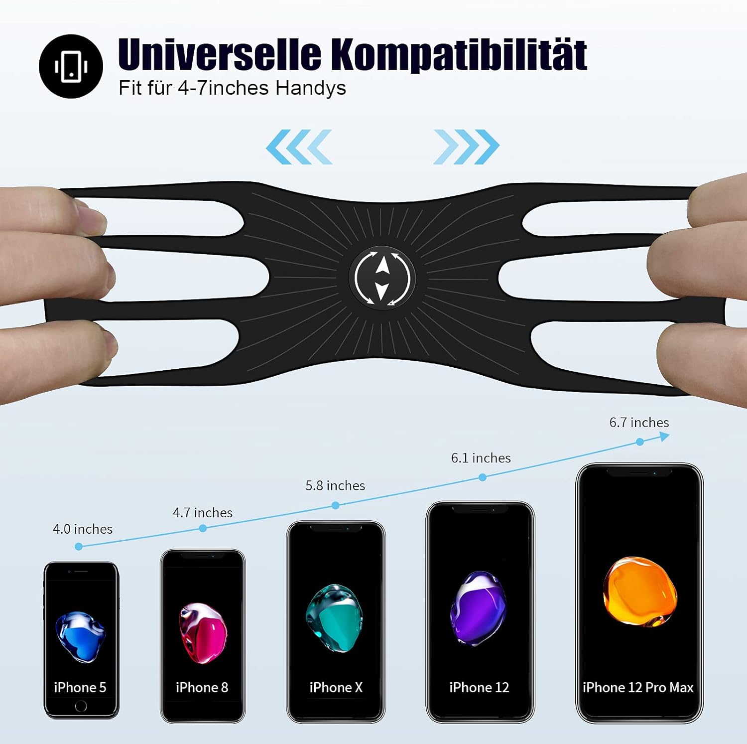 Silikon Handyhalter für Fahrrad + Scooter 4,0-7 Zoll Smartphone