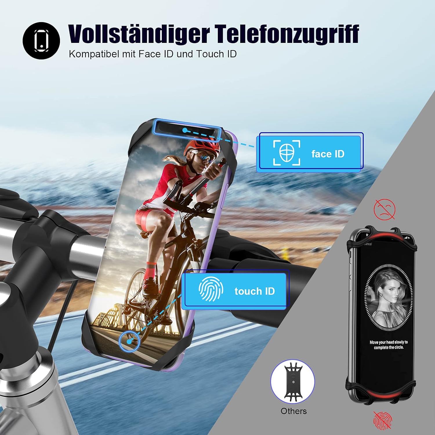 Silikon Handyhalter für Fahrrad + Scooter 4,0-7 Zoll Smartphone