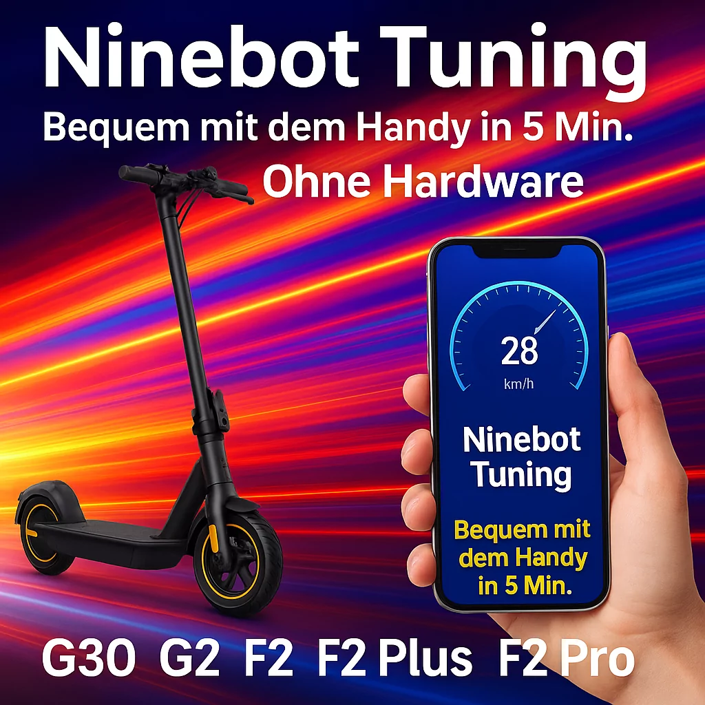 Tuning-Freischaltung Ninebot E-Scooter (G30D, G2D, G3D, GT3D, F2D, F3D, ZT3 Pro Modelle uvm.) – Lizenzcode zur Aufhebung der Geschwindigkeitsbegrenzung