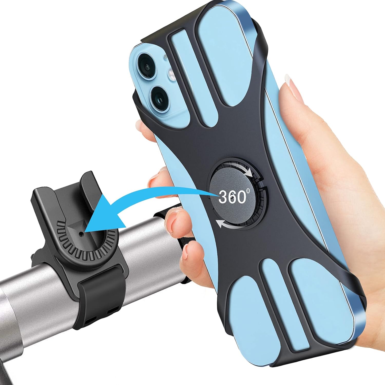 Silikon Handyhalter für Fahrrad + Scooter 4,0-7 Zoll Smartphone