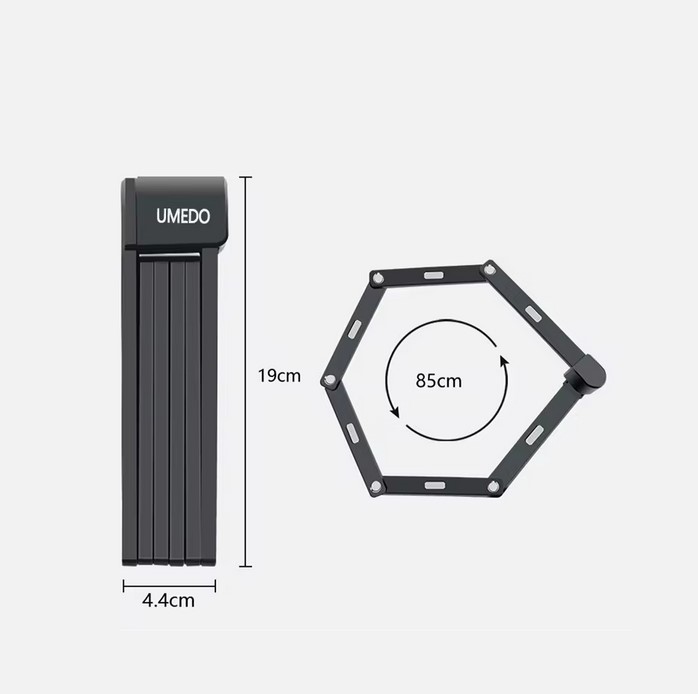 Faltschloss Stahl rostfrei 85cm für E-Scooter/E-Bike/Fahrrad/Motorrad